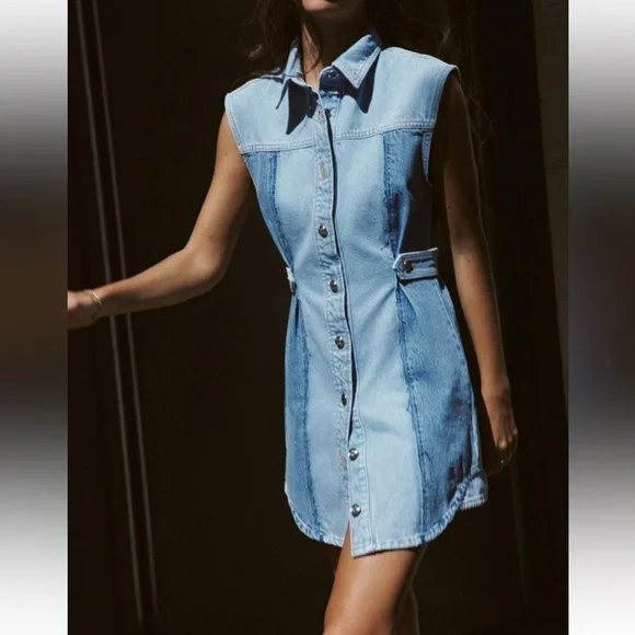 Zara Dresses Zara Patchwork Denim Mini Dress Poshmark